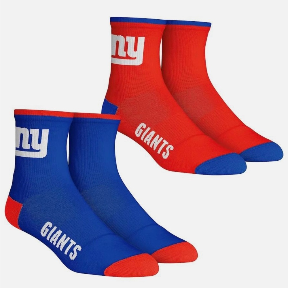 Men Rock Em Socks New York Giants Core Team 2-Pack Quarter Length Sock Sz.L/LX